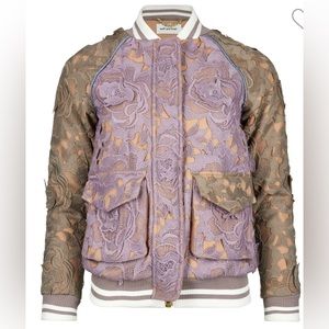Self-Portrait Floral Guipure Lace Bomber Jacket Size 0
